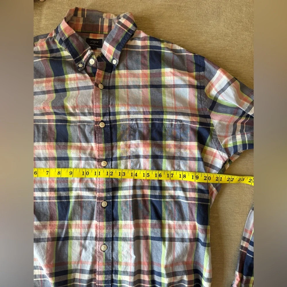 J.Crew Men’s Summer Plaid Button Down Shirt Large Cotton Casual Preppy